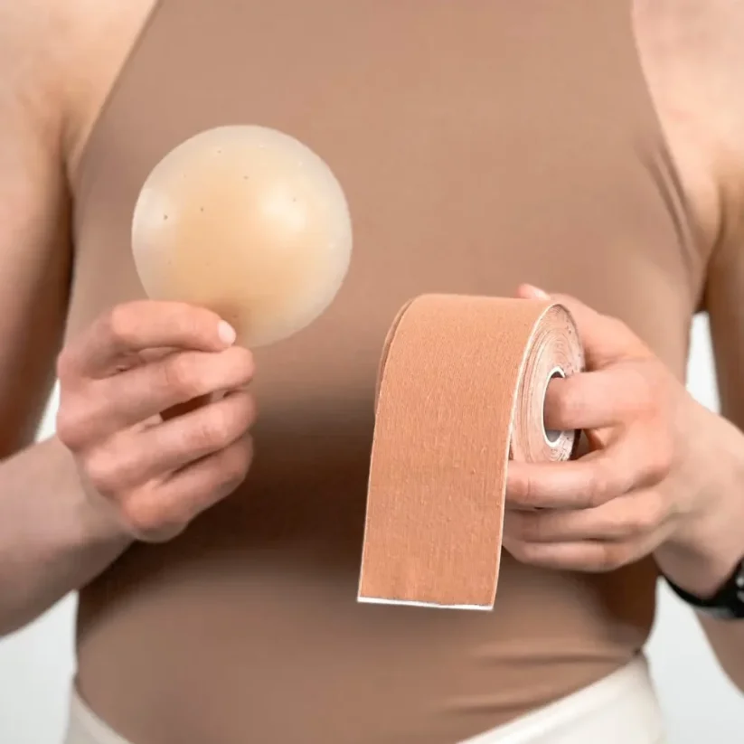 Páska na prsa s ochranou - Barva: Béžová, Balení: Výhodné balení 3v1